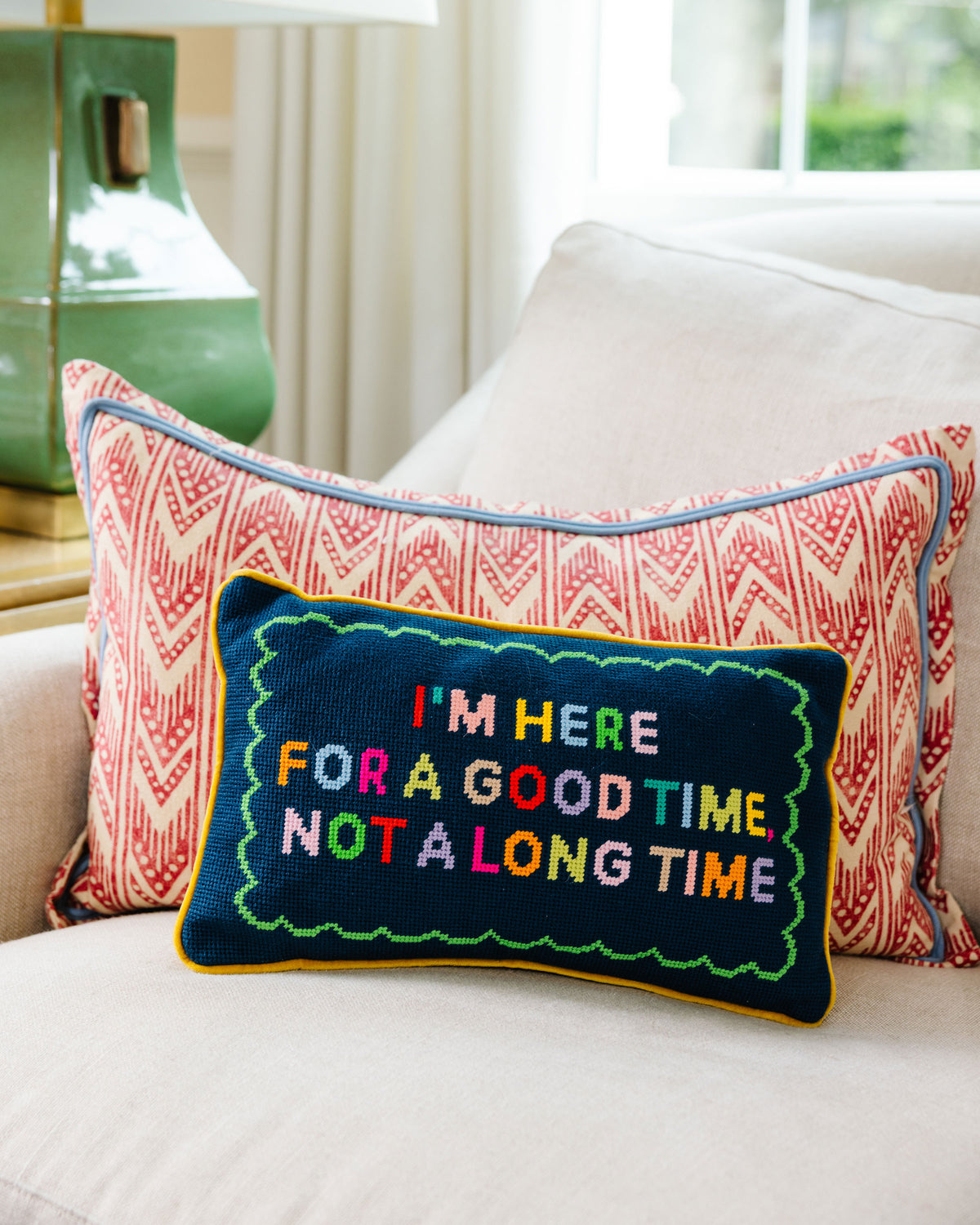Good Time Needlepoint Pillow - Furbish Studio