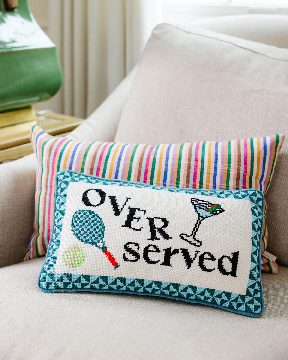Overserved Needlepoint Pillow - Furbish Studio
