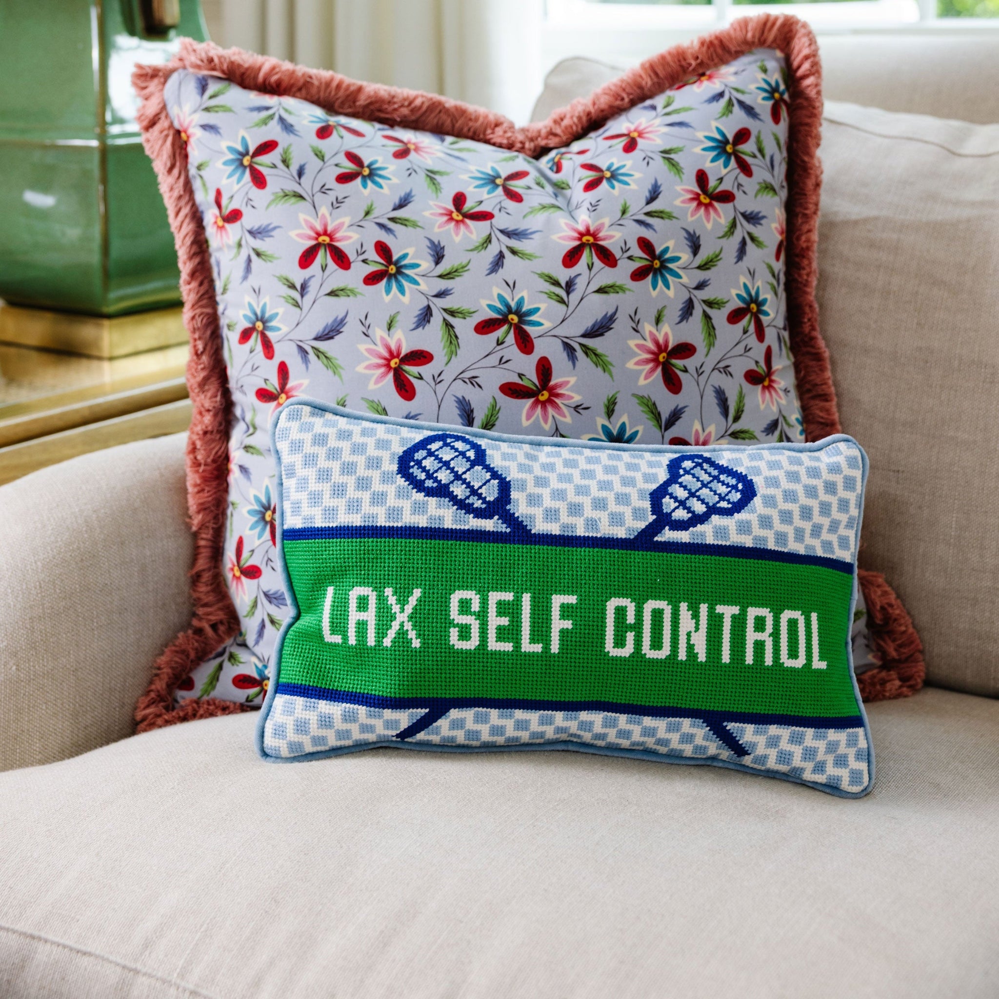 Lax Self Control Needlepoint Pillow | Furbish Studio