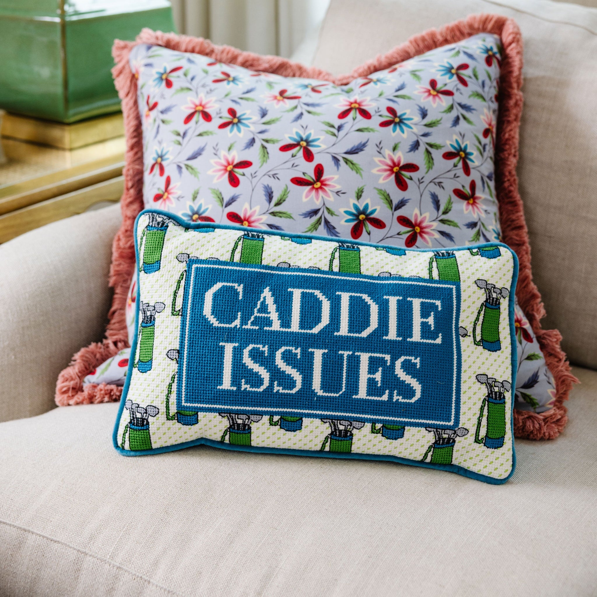Furbish Studio - Caddie Issues Needlepoint Pillow