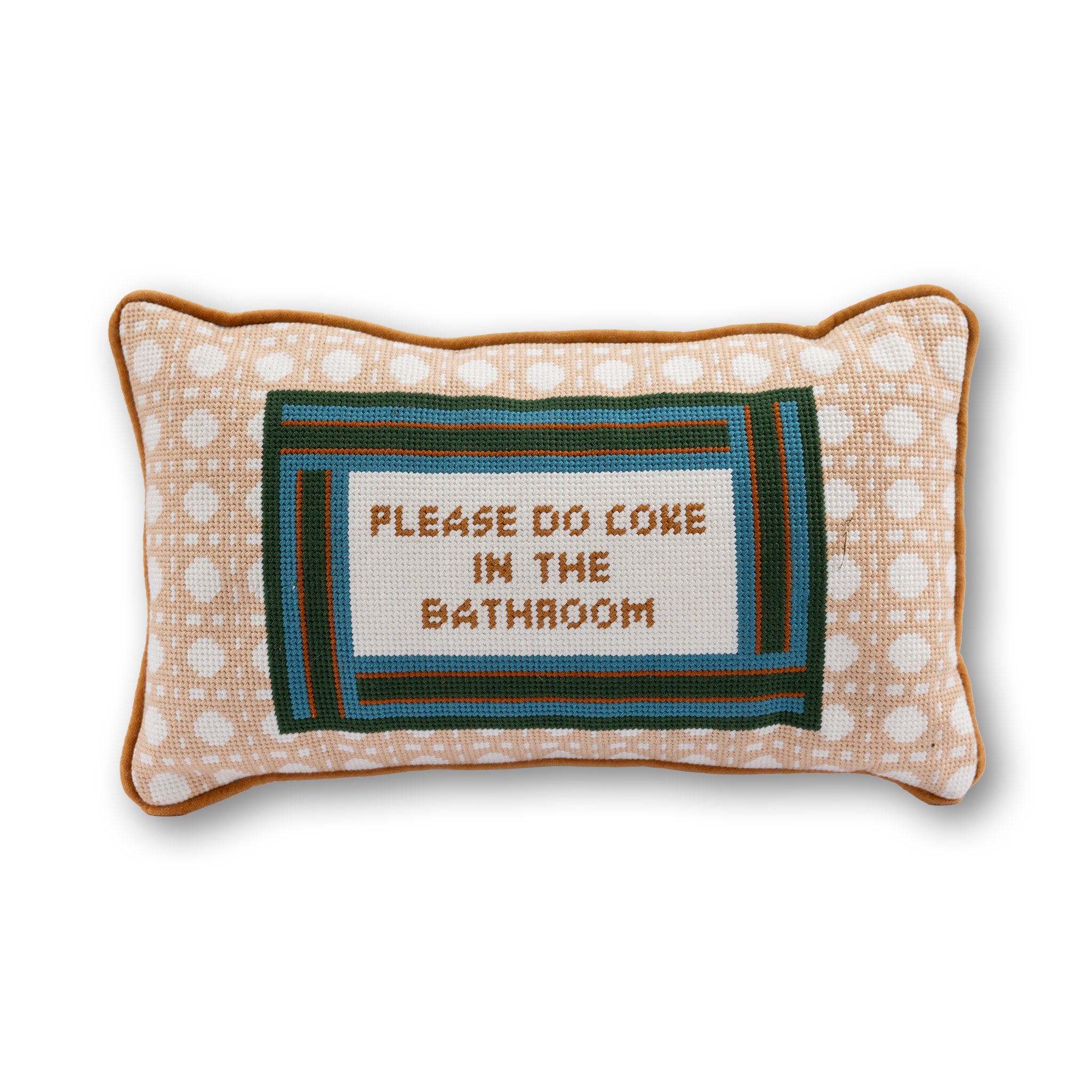 Bathroom Etiquette Needlepoint Pillow - Furbish Studio