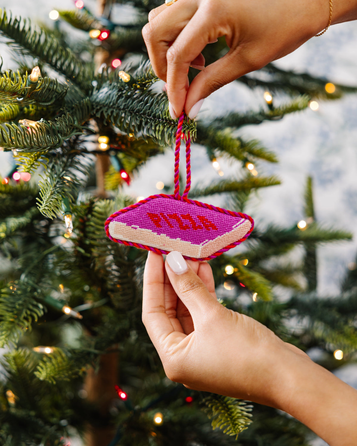 Needlepoint Icon Ornament - Pizza Box - Furbish Studio