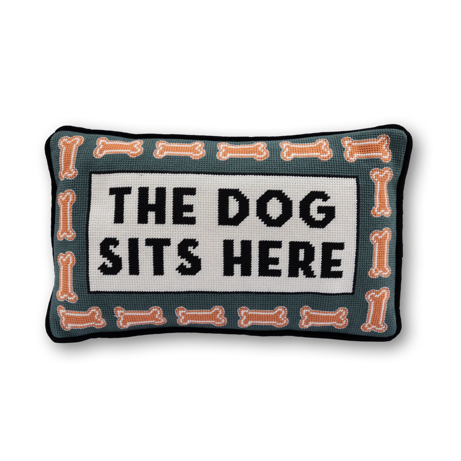 Dog Sits Here Needlepoint Pillow - Furbish Studio