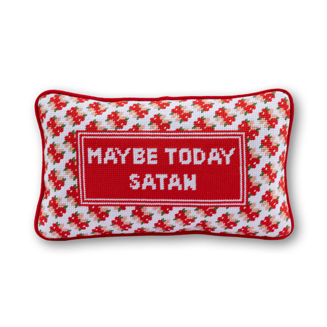 Maybe Today Satan Needlepoint Pillow - Furbish Studio