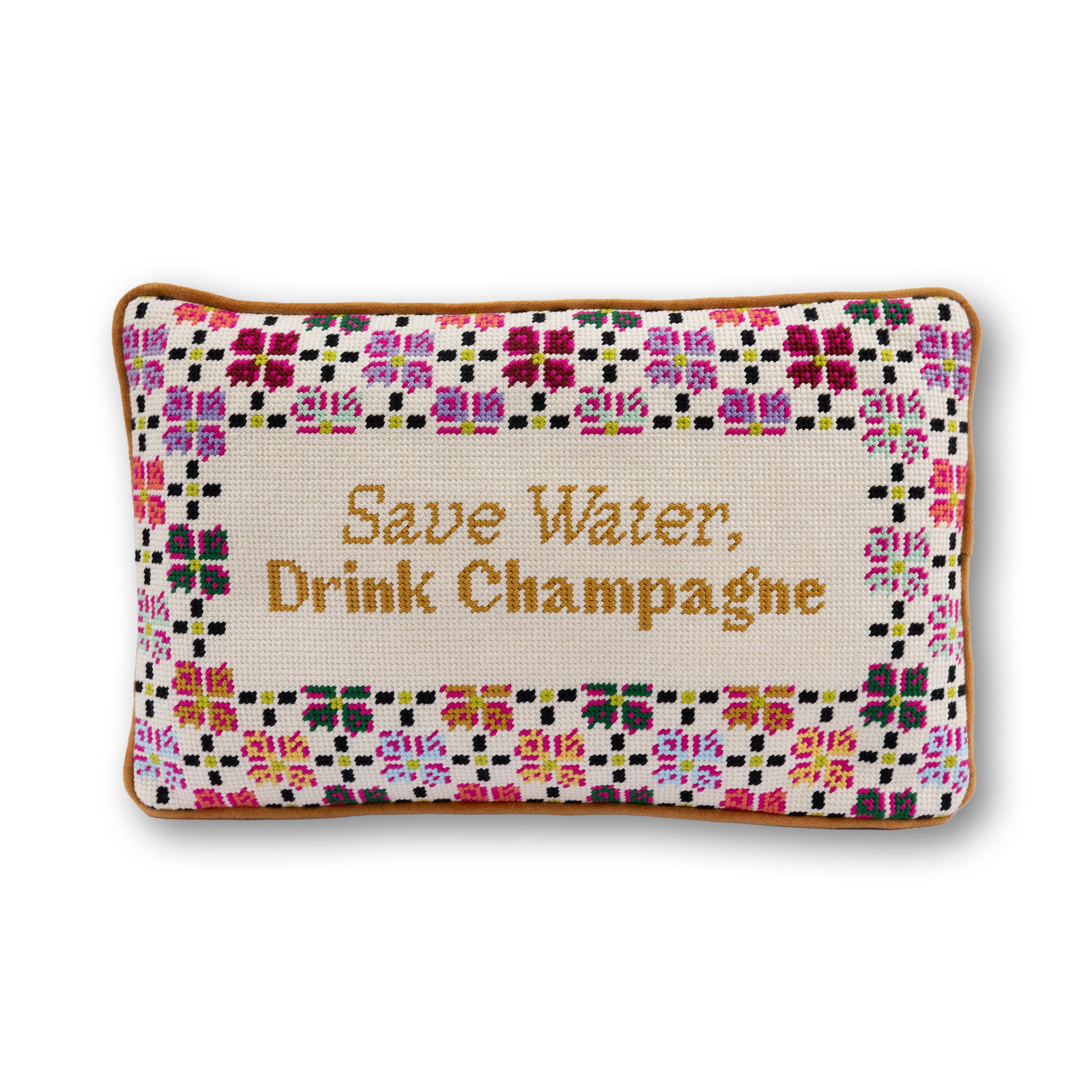 Save Water Drink Champagne Needlepoint Pillow – Furbish Studio