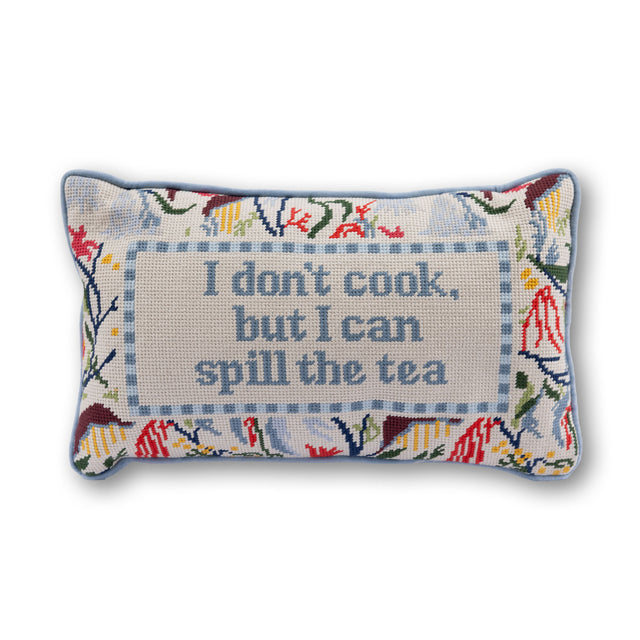Spill the Tea Needlepoint Pillow - Furbish Studio