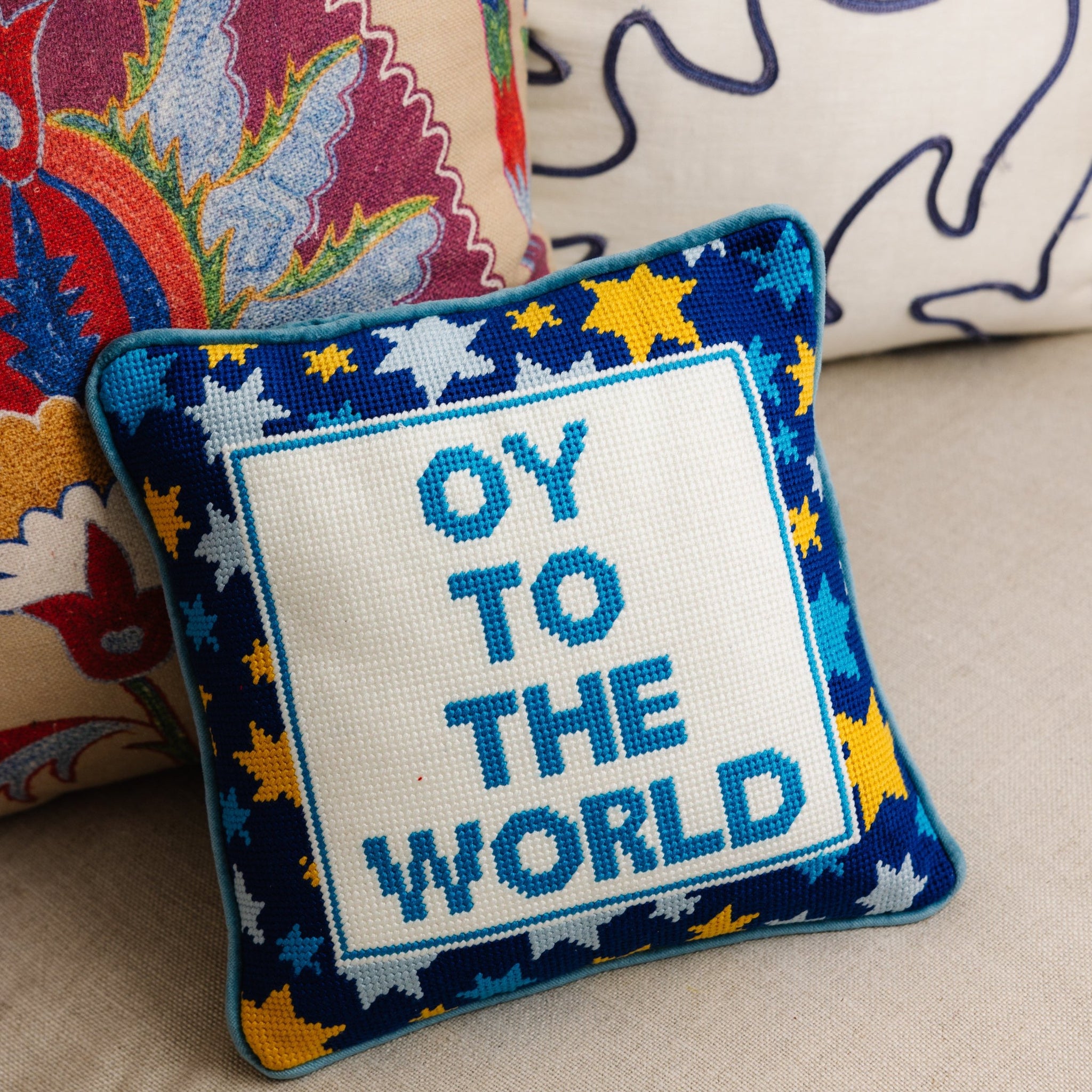 Oy Needlepoint Pillow - Thumbnail 2