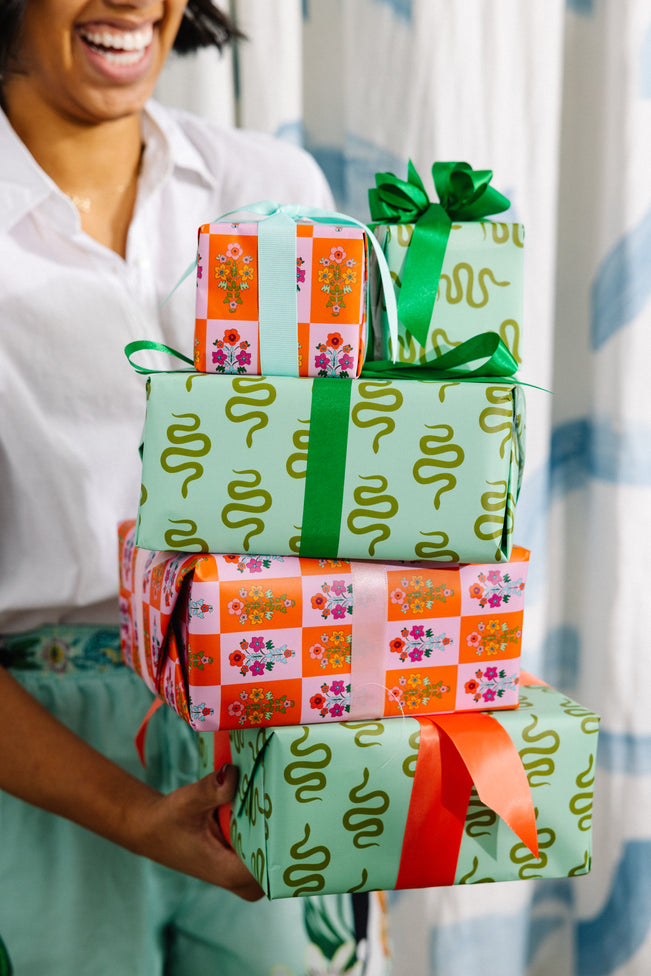 Wrapping Paper Sheets - Floral Check - Furbish Studio