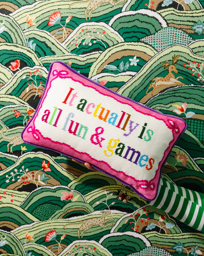 Fun And Games Needlepoint Pillow - Furbish Studio