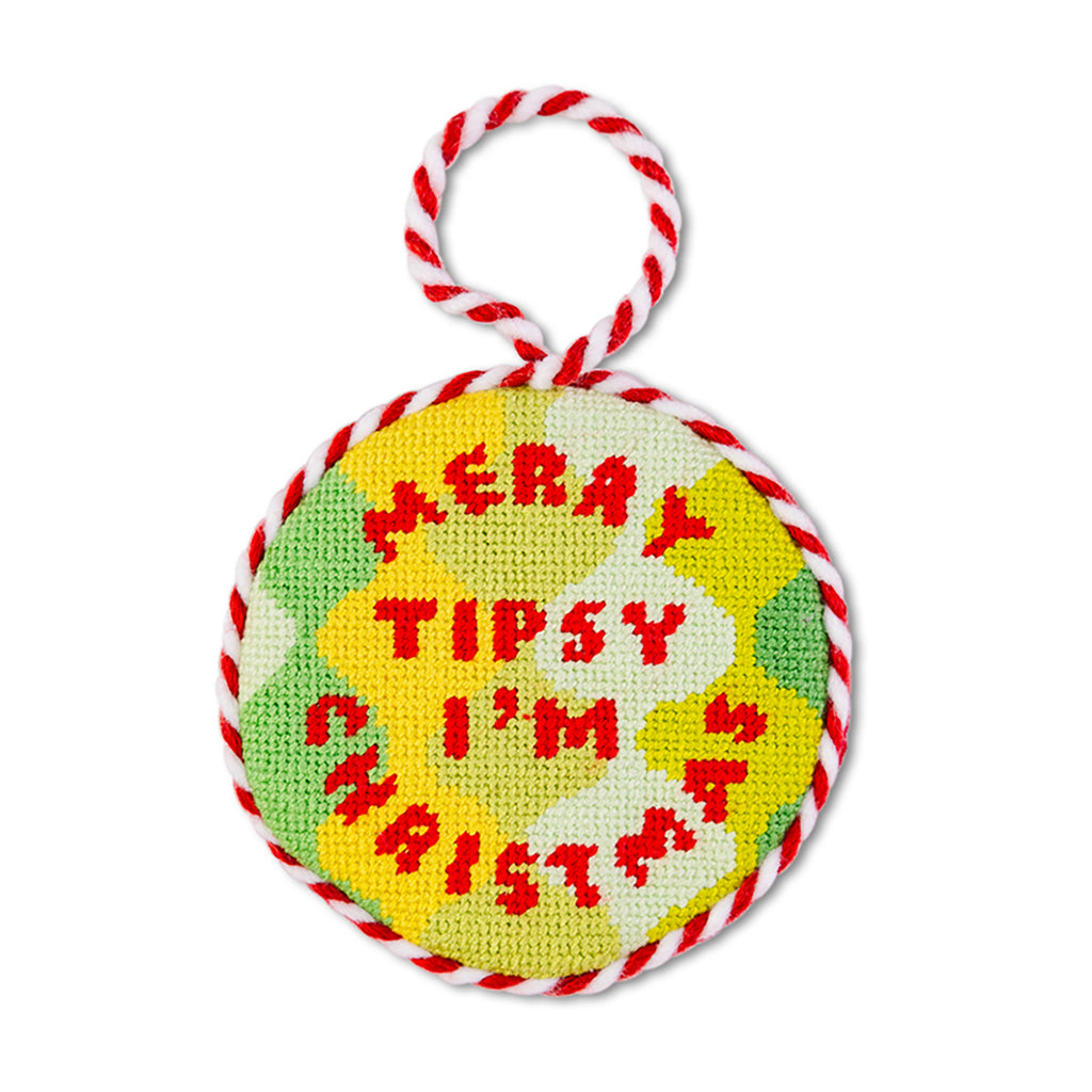 Needlepoint Ornament - Merry Tipsy - Furbish Studio