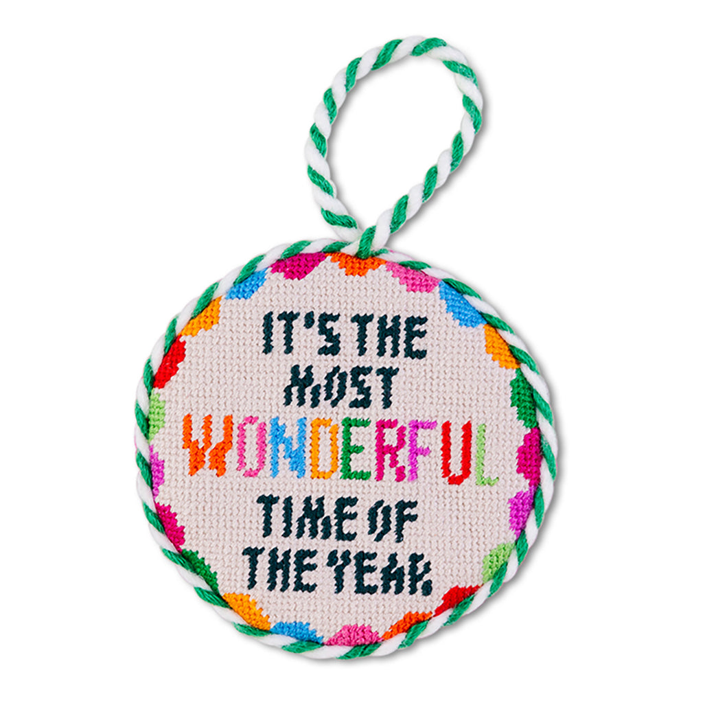 Needlepoint Ornament - Wonderful Time - Furbish Studio