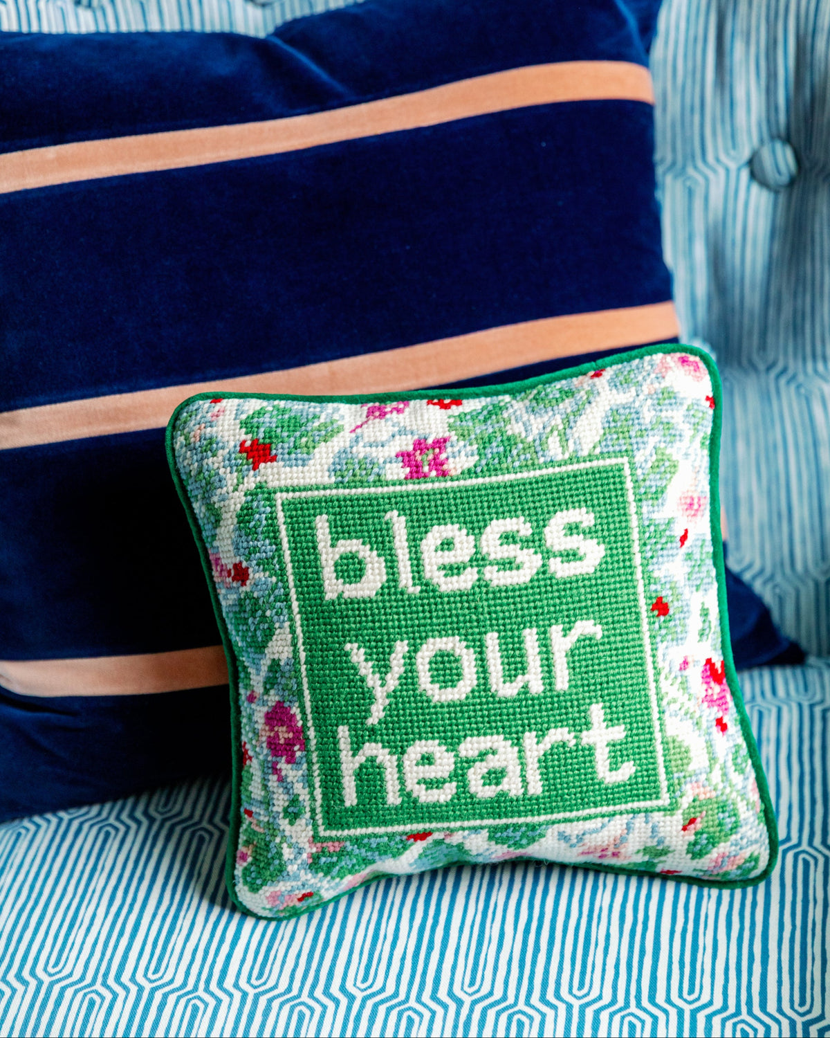 Bless Your Heart Needlepoint Pillow - Furbish Studio