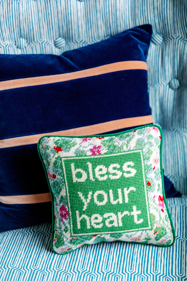 Bless Your Heart Needlepoint Pillow - Furbish Studio