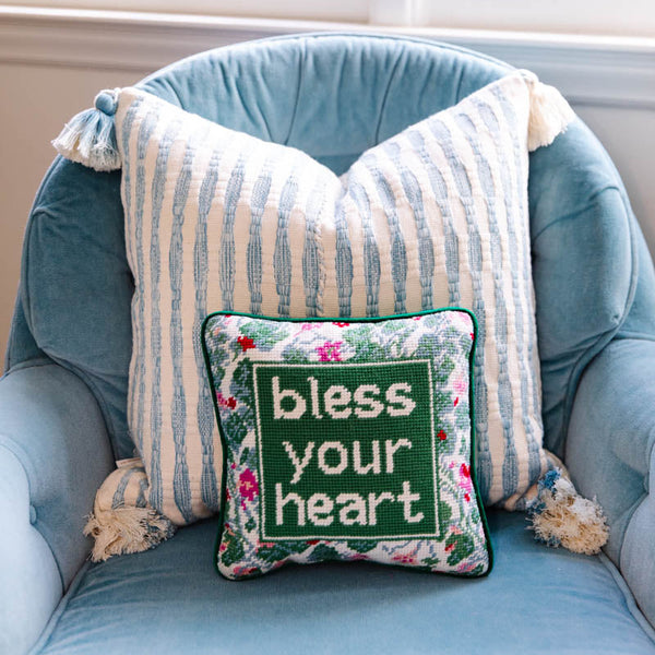 Furbish Studio - Bless Your Heart Needlepoint Pillow