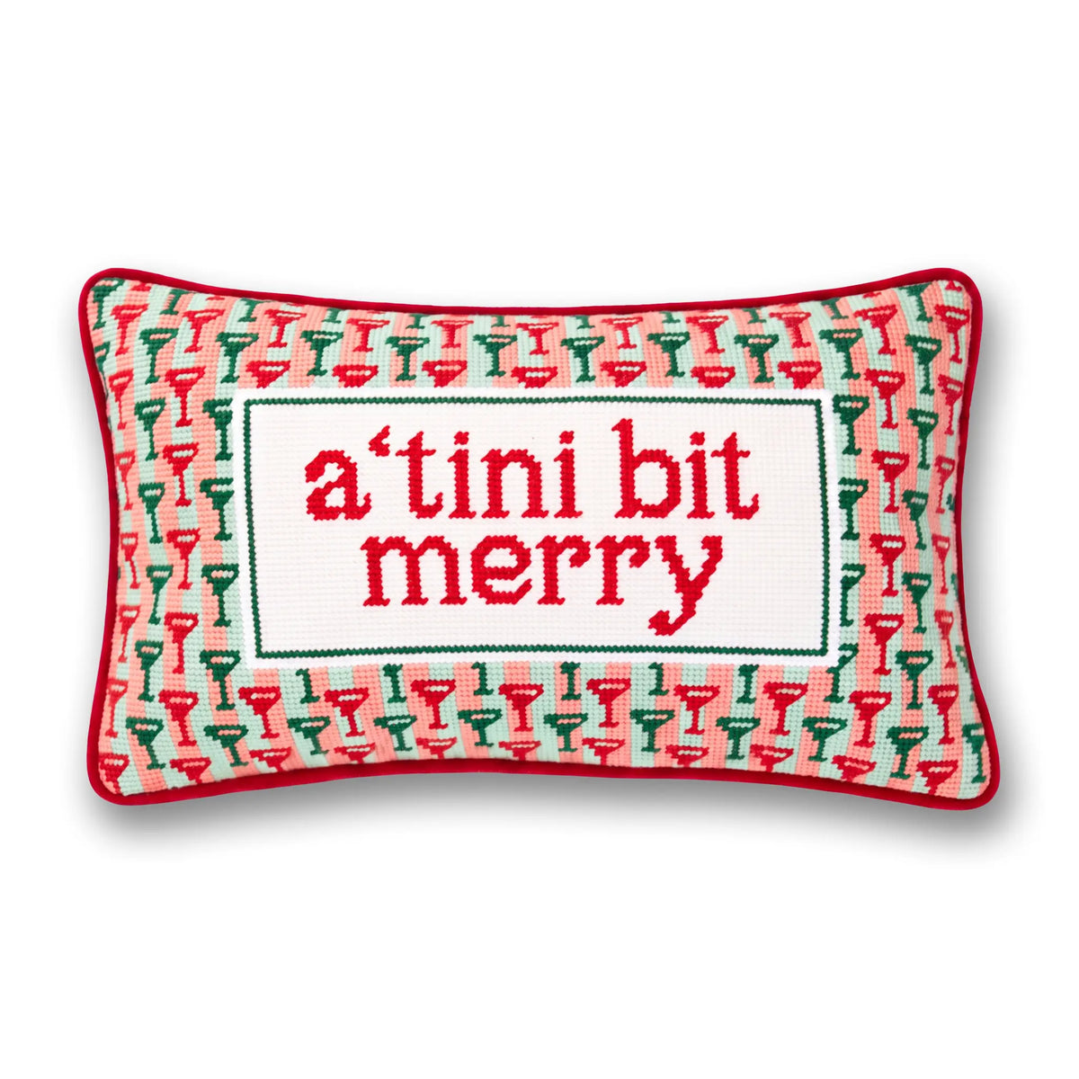 A Tini Bit Merry Needlepoint Pillow - Furbish Studio