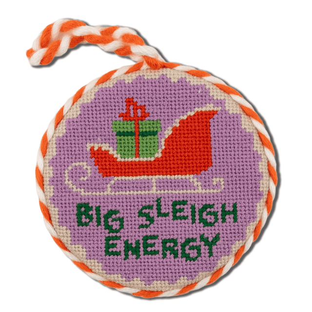 Needlepoint Ornament - Big Sleigh Energy - Furbish Studio