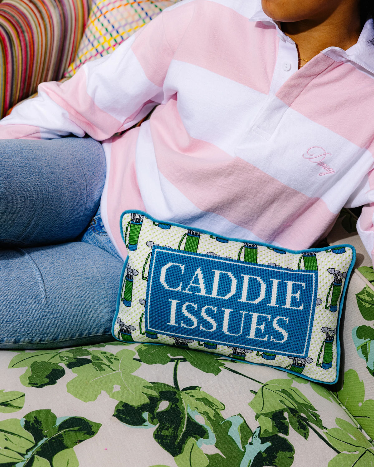 Caddie Issues Needlepoint Pillow - Furbish Studio