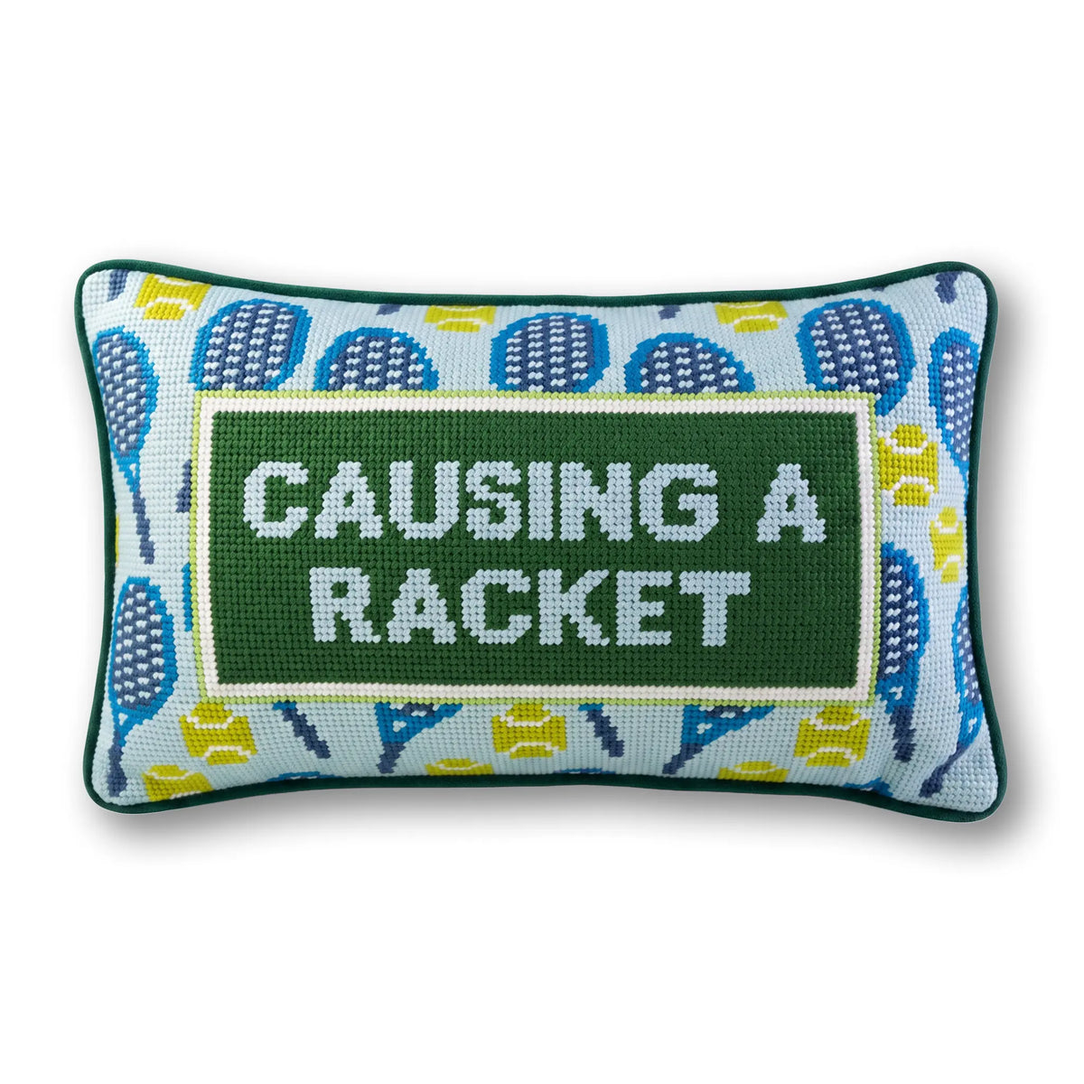 Causing A Racket Needlepoint Pillow - Furbish Studio