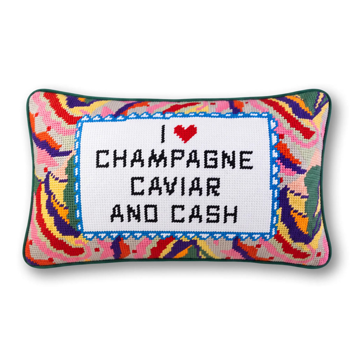 Caviar and Cash Needlepoint Pillow - Furbish Studio