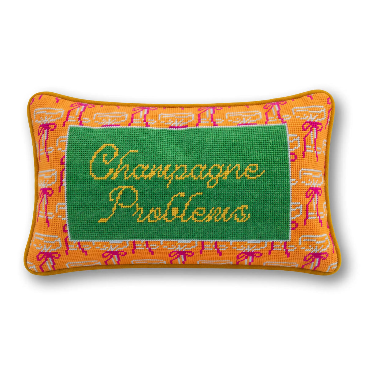 Champagne Problems Needlepoint Pillow - Furbish Studio