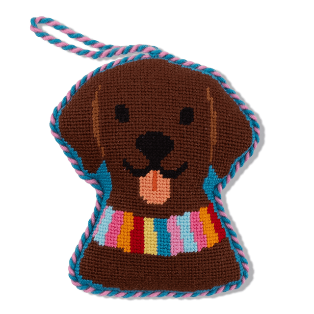 Needlepoint Icon Ornament - Chocolate Lab - Furbish Studio