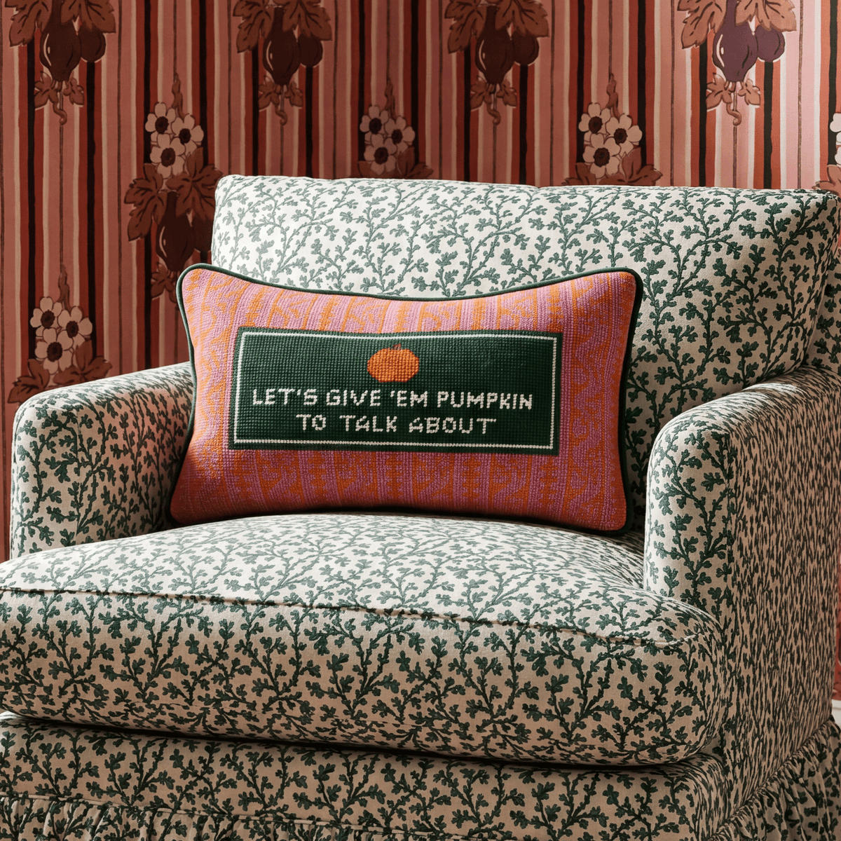 Pumpkin To Talk About Needlepoint Pillow - Furbish Studio