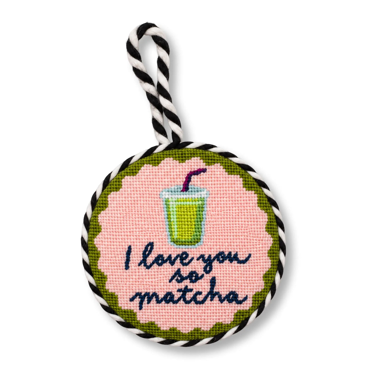 Needlepoint Ornament - Love You So Matcha - Furbish Studio