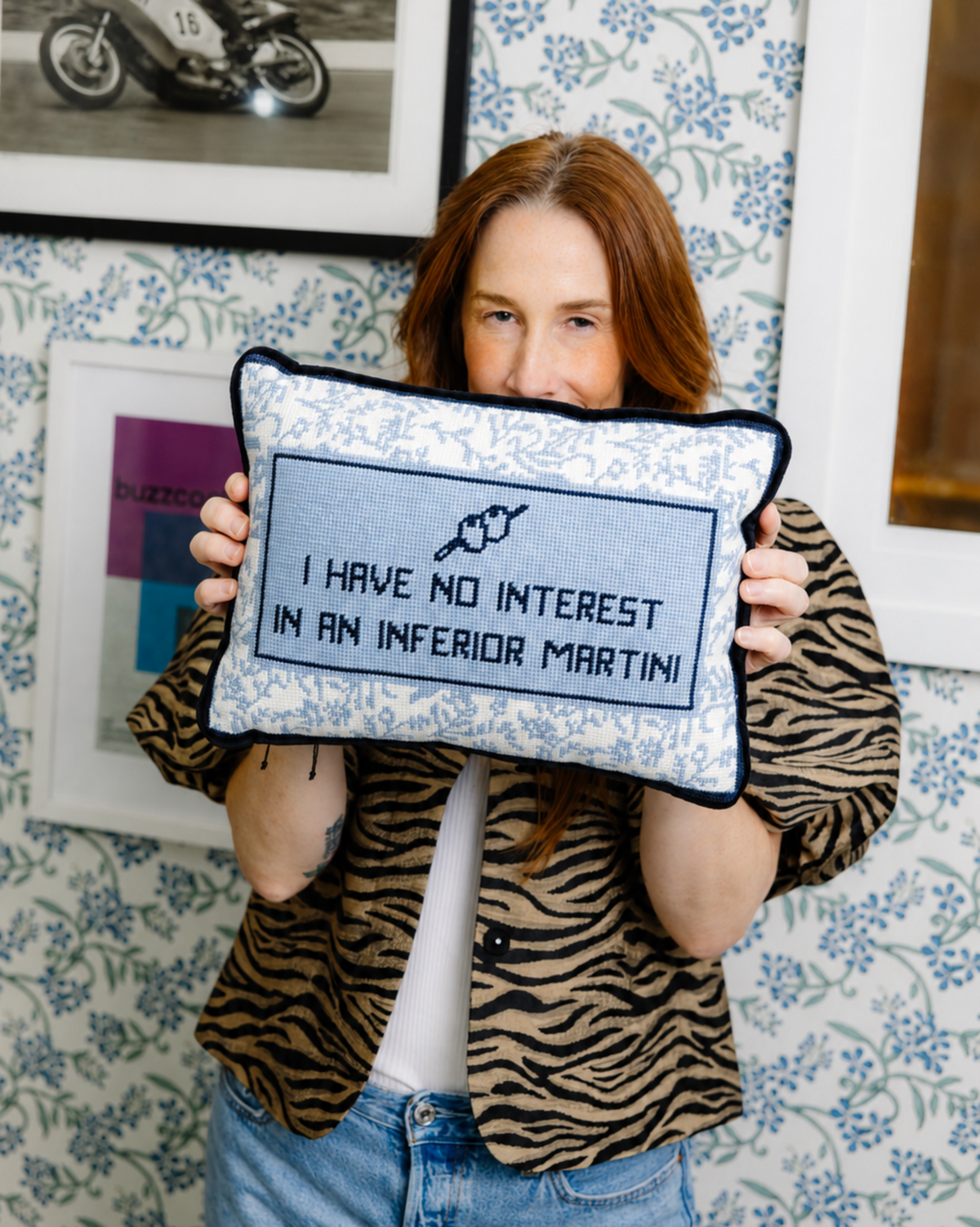 Inferior Martini Needlepoint Pillow - Furbish Studio