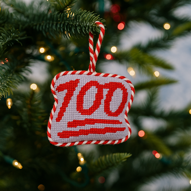 Needlepoint Icon Ornament - 100 Emoji - Furbish Studio