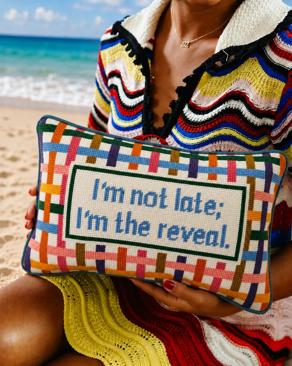 I'm The Reveal Needlepoint Pillow