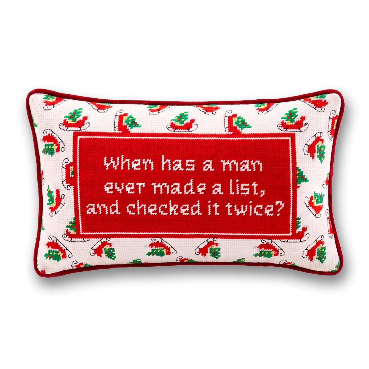 Check it Twice Needlepoint Pillow - Furbish Studio
