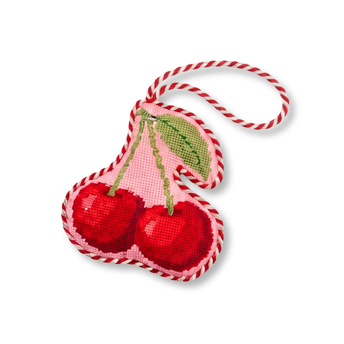 Needlepoint Icon Ornament - Cherries - Furbish Studio