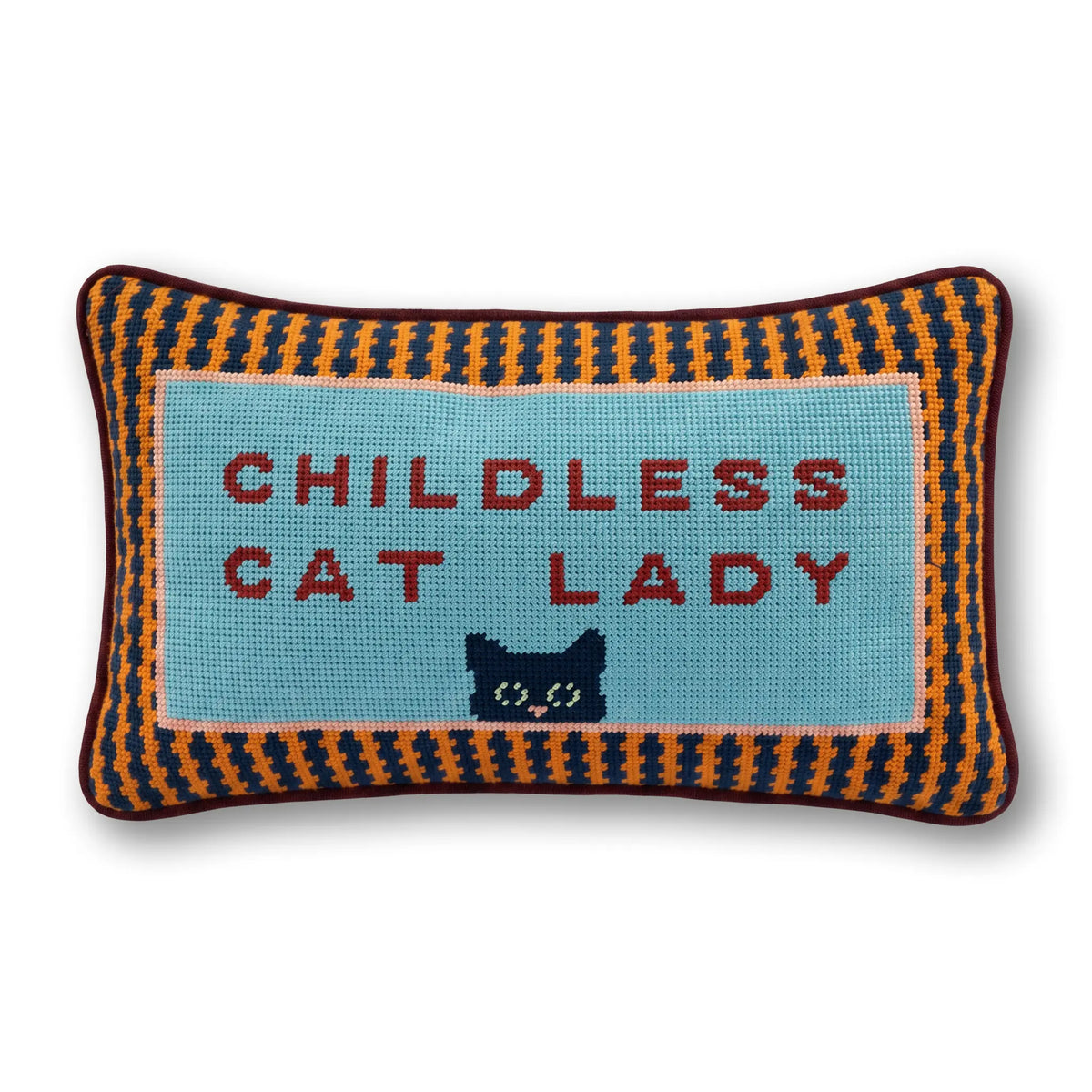 Childless Cat Lady Needlepoint Pillow - Furbish Studio