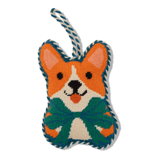 Needlepoint Icon Ornament - Corgi - Furbish Studio