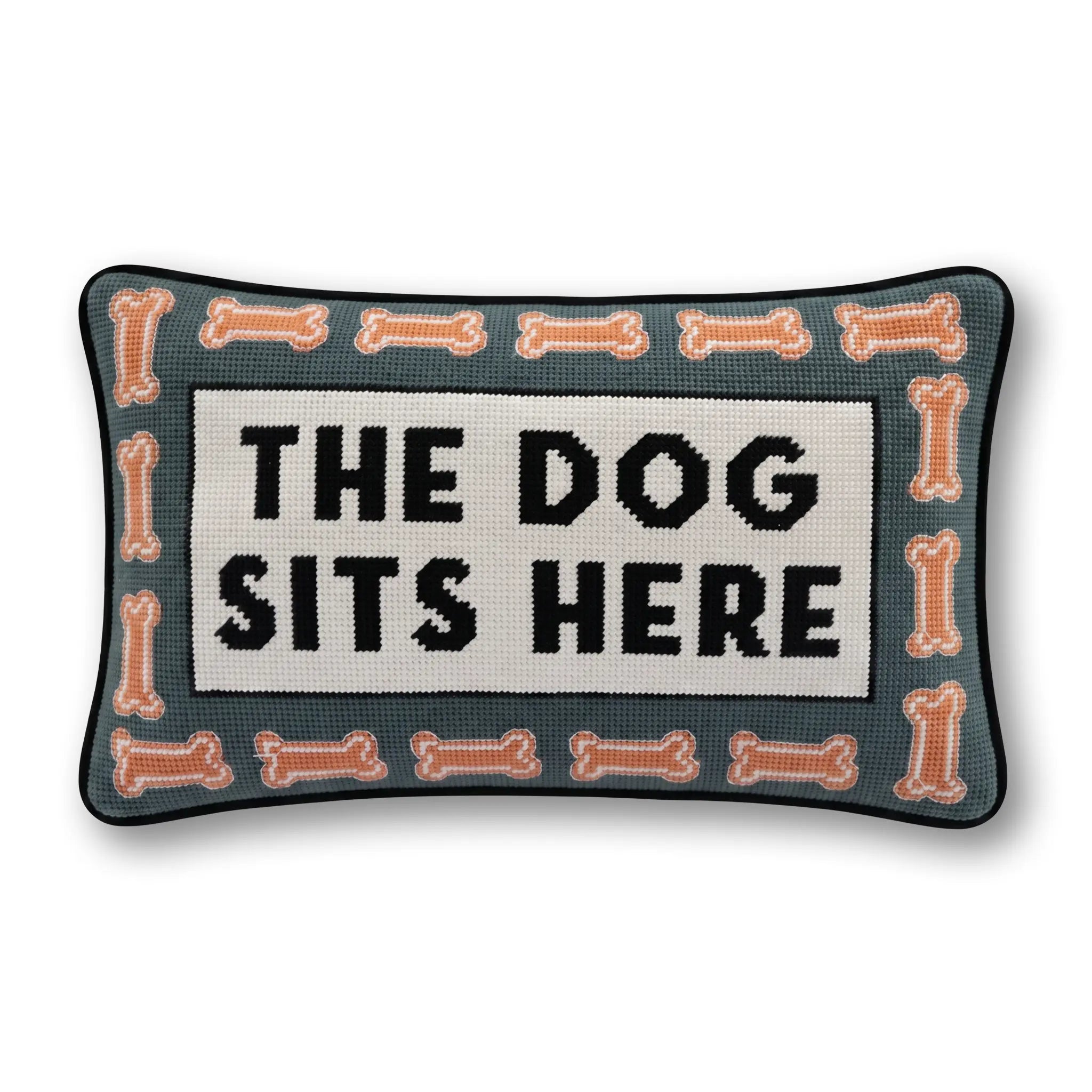 Dog Sits Here Needlepoint Pillow | Furbish Studio