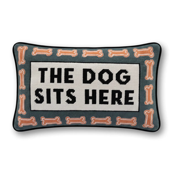 Dog Sits Here Needlepoint Pillow | Furbish Studio