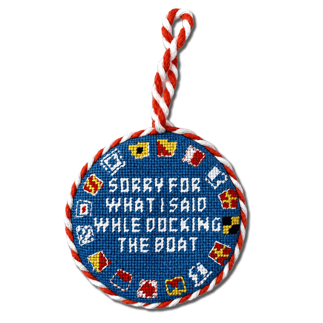 Needlepoint Ornament - Docking the Boat - Furbish Studio