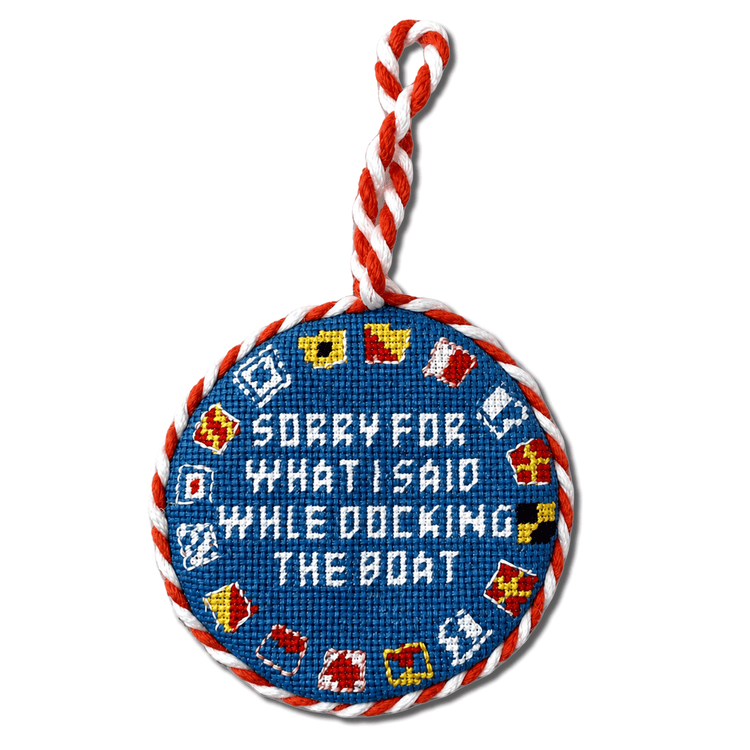 Needlepoint Ornament - Docking the Boat - Furbish Studio
