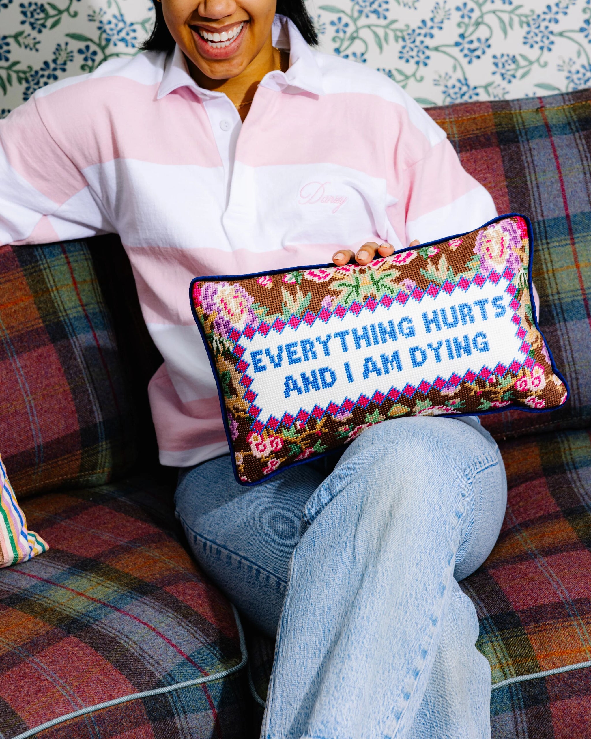 Everything Hurts Needlepoint Pillow - Furbish Studio