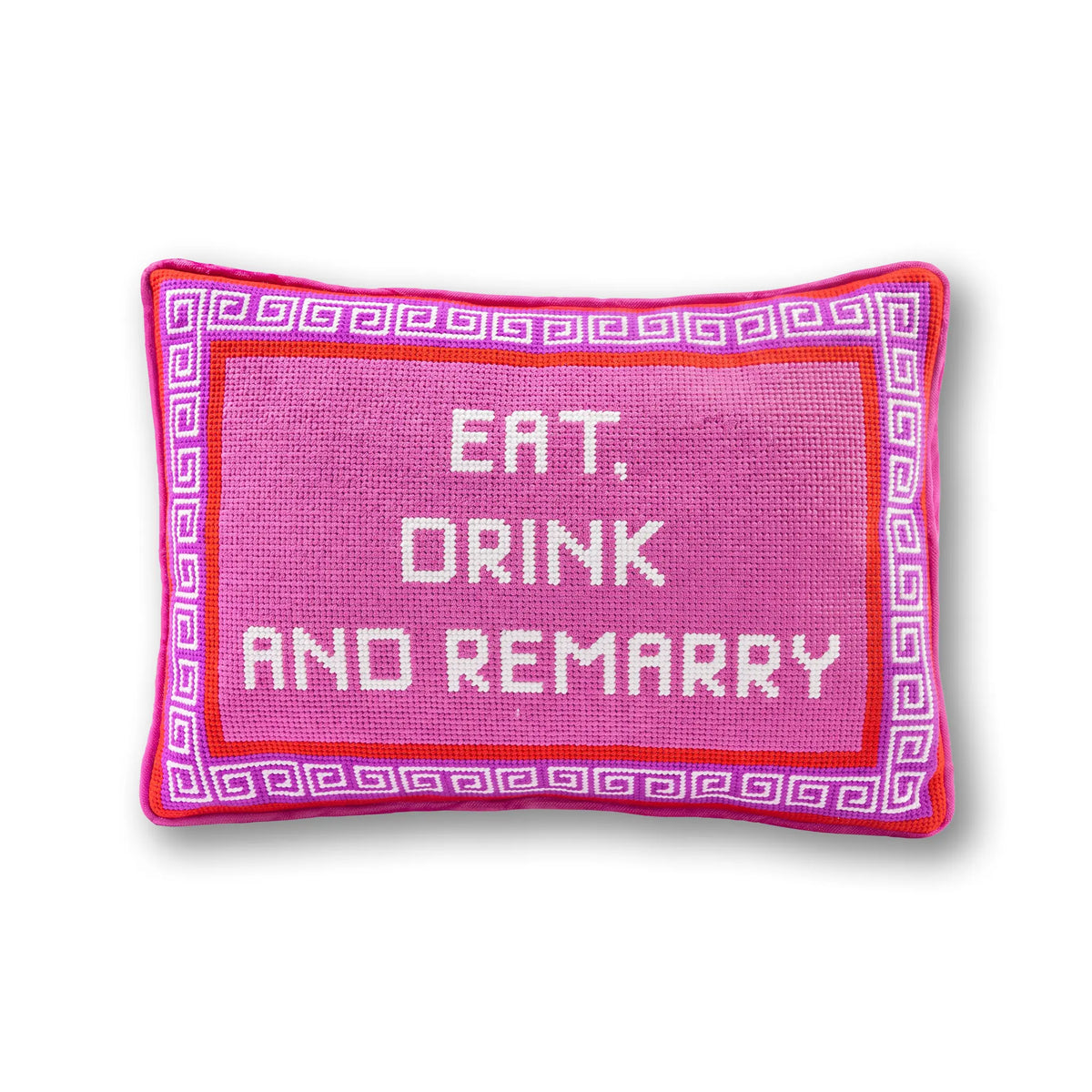 Eat Drink Remarry Needlepoint Pillow - Furbish Studio