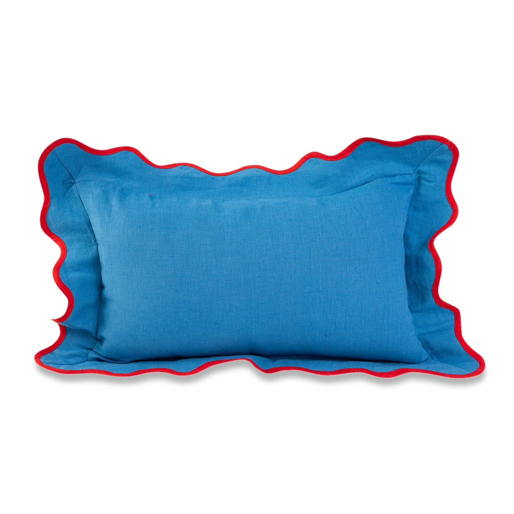 Darcy Linen Lumbar Pillow - Peacock + Cherry - Furbish Studio
