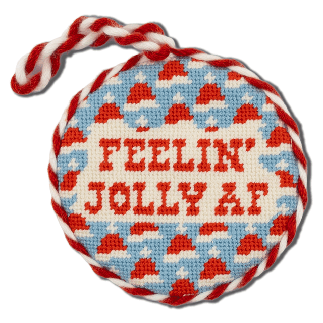 Needlepoint Ornament - Feelin Jolly AF - Furbish Studio