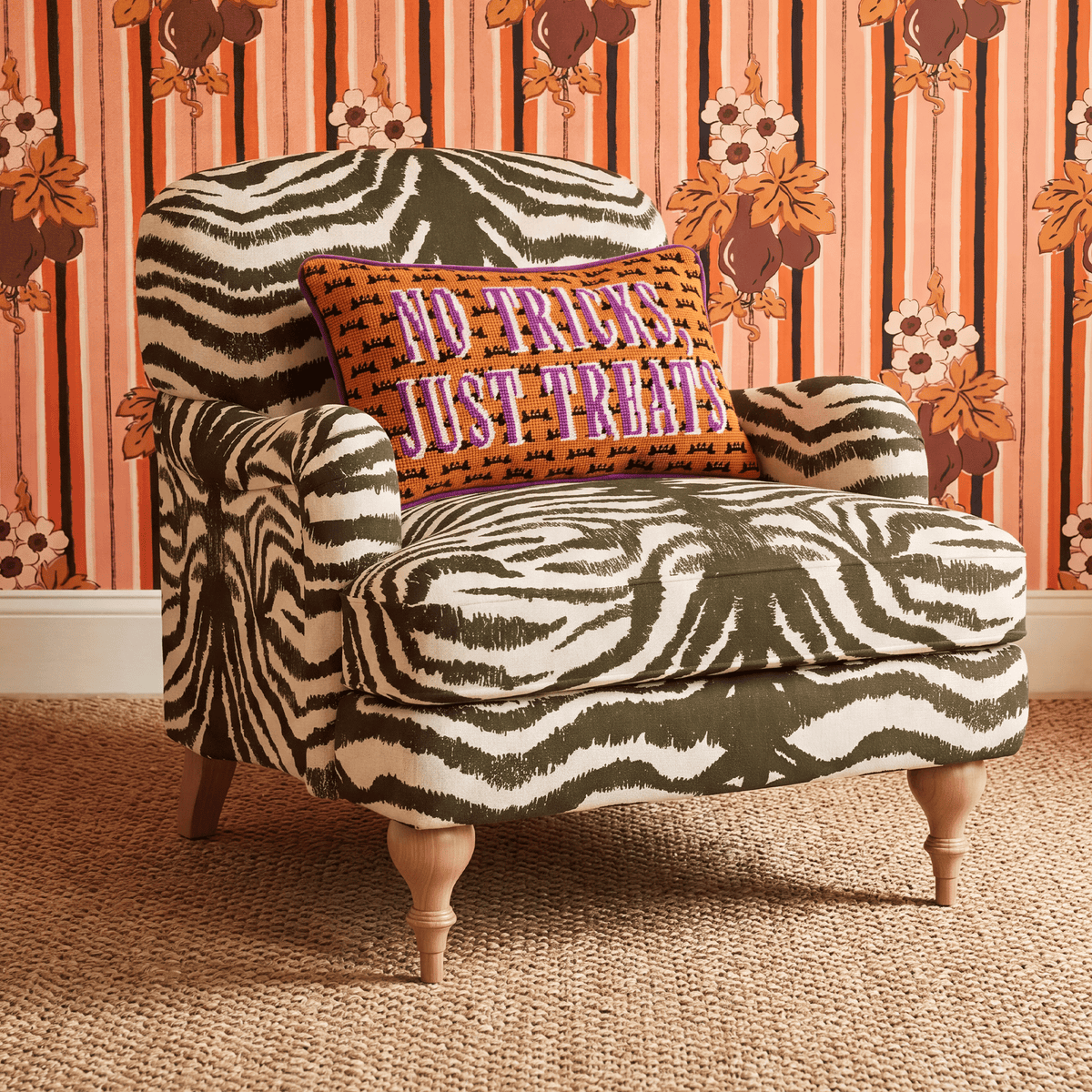 No Tricks Needlepoint Pillow - Furbish Studio