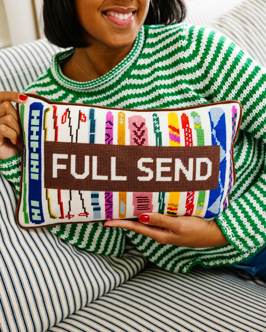 Full Send Needlepoint Pillow - Furbish Studio