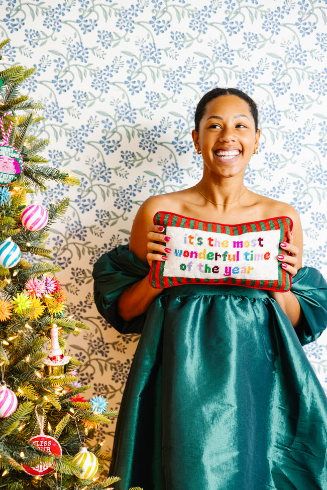 Most Wonderful Time Needlepoint Pillow - Furbish Studio