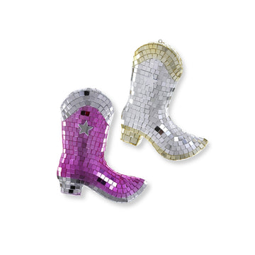 Disco Ball Cowboy Boots Ornaments S/2 - Furbish Studio