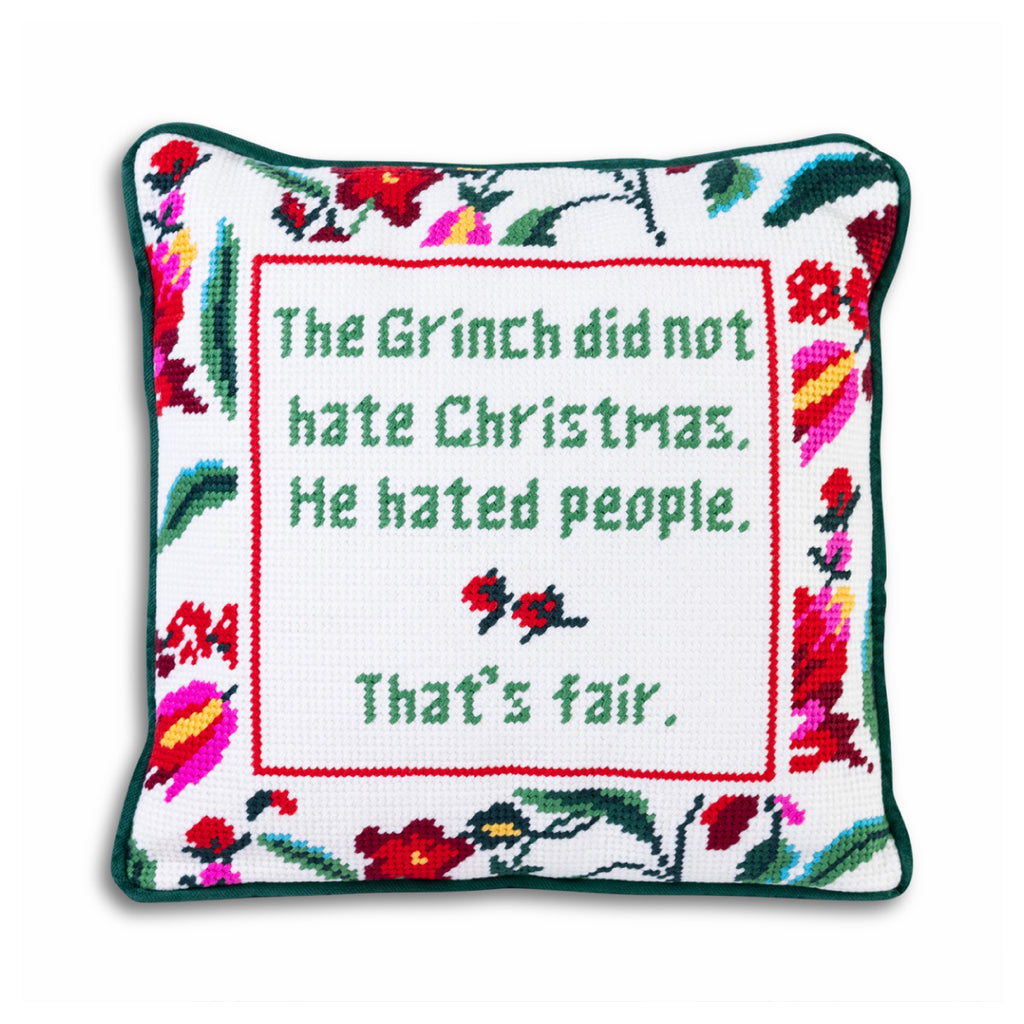 The Grinch Needlepoint Pillow - Furbish Studio