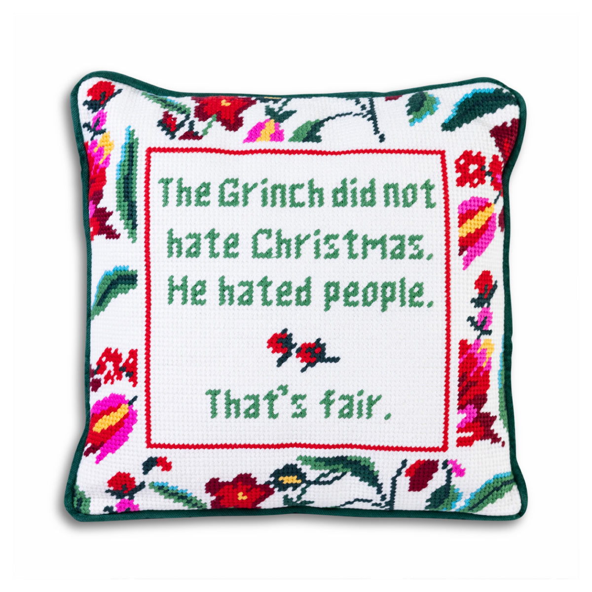 Furbish Studio The Grinch Needlepoint Pillow