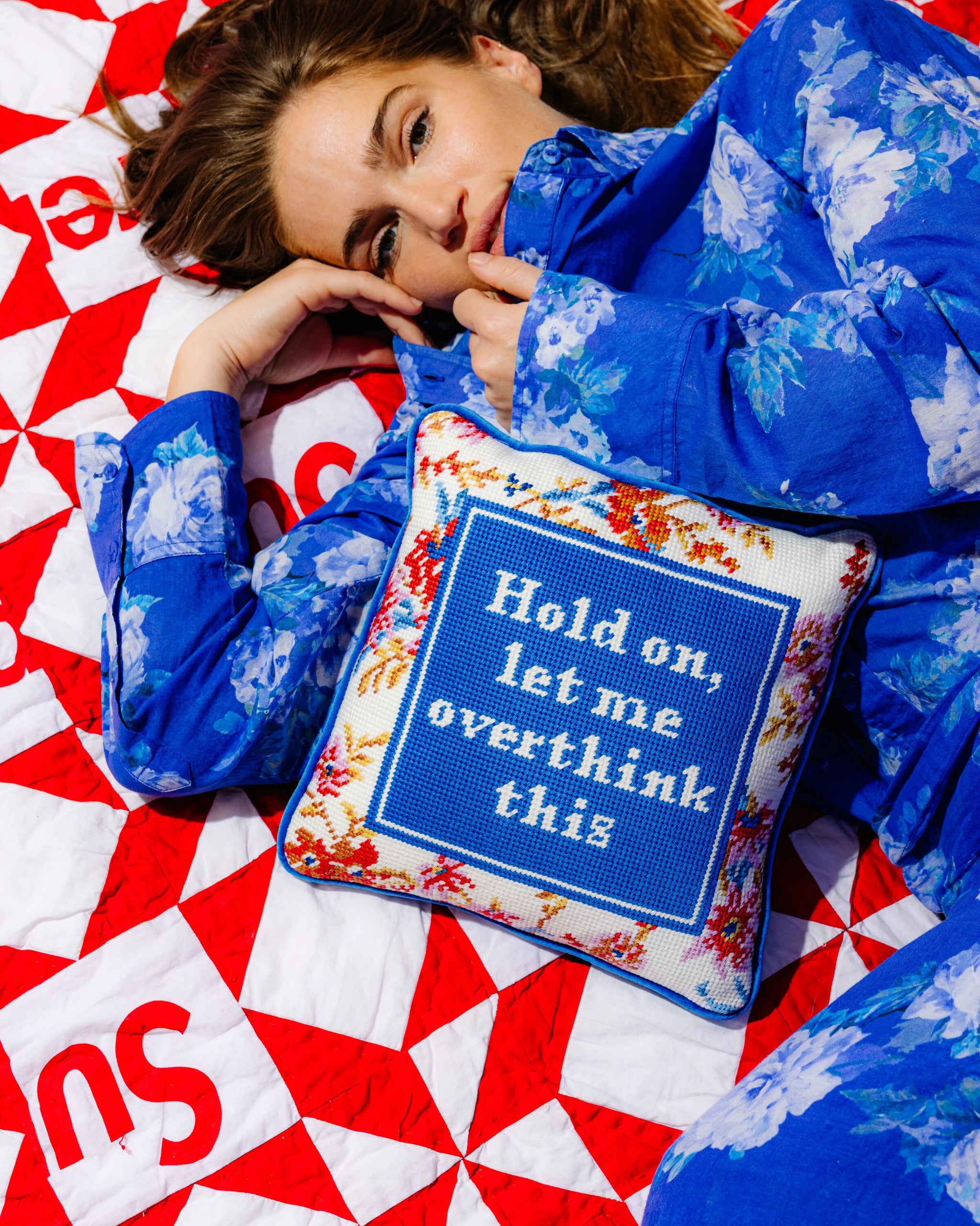 Overthink Needlepoint Pillow - Furbish Studio