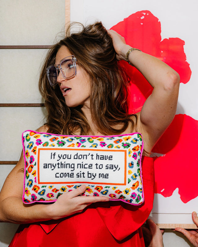 Come Sit By Me Needlepoint Pillow - Furbish Studio